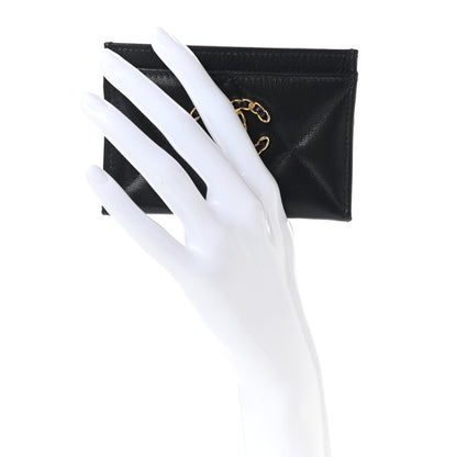 Chanel Shiny Goatskin Quilted Chanel 19 Card Holder Black 2 of 8