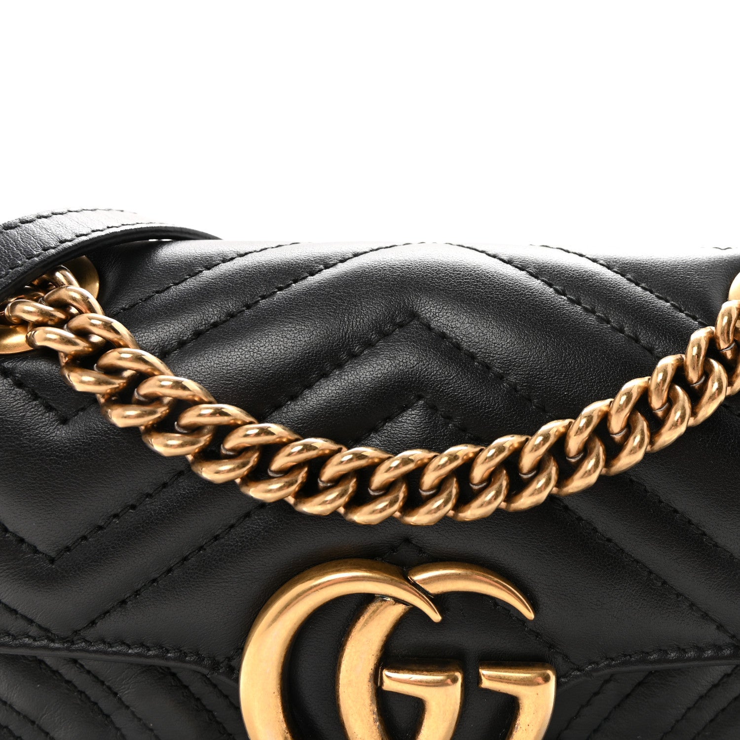 Gucci Calfskin Matelasse Mini GG Marmont Shoulder Bag Black 7 of 9