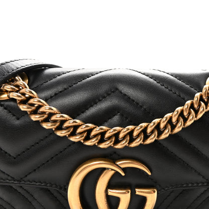 Gucci Calfskin Matelasse Mini GG Marmont Shoulder Bag Black 7 of 9