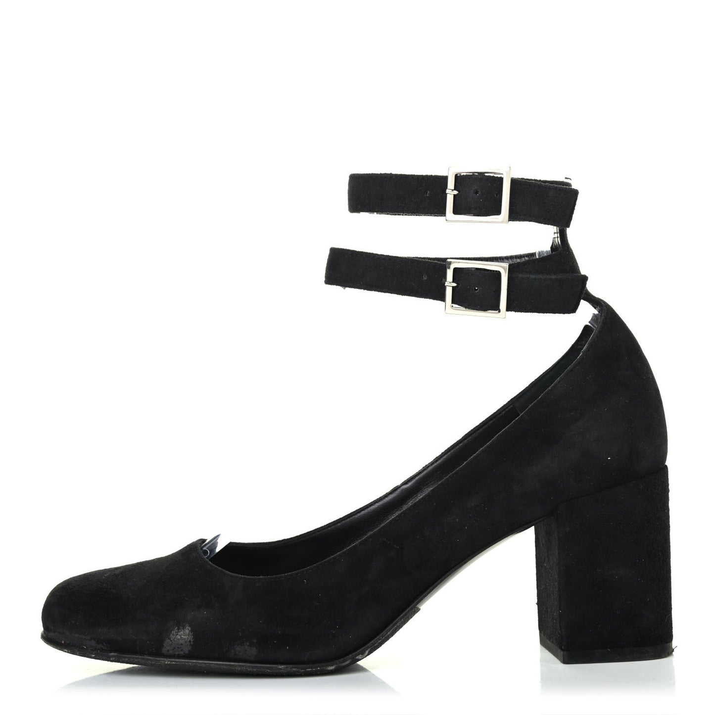 Suede Babies Ankle Strap Pumps 37.5 Black