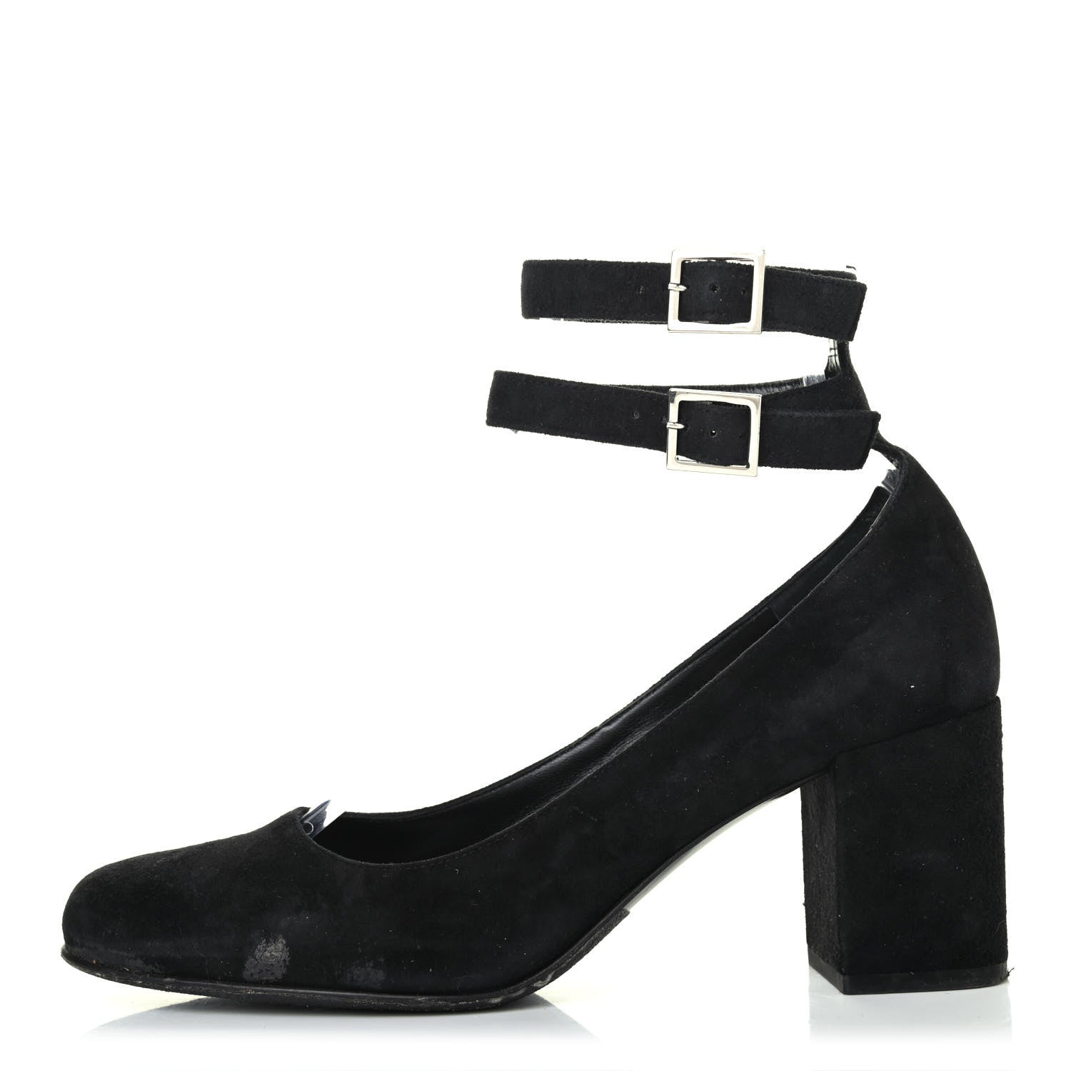 Saint Laurent Suede Babies Ankle Strap Pumps 37.5 Black 1 of 4