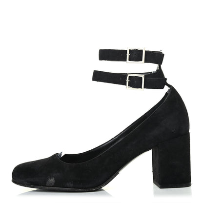 Saint Laurent Suede Babies Ankle Strap Pumps 37.5 Black 1 of 4