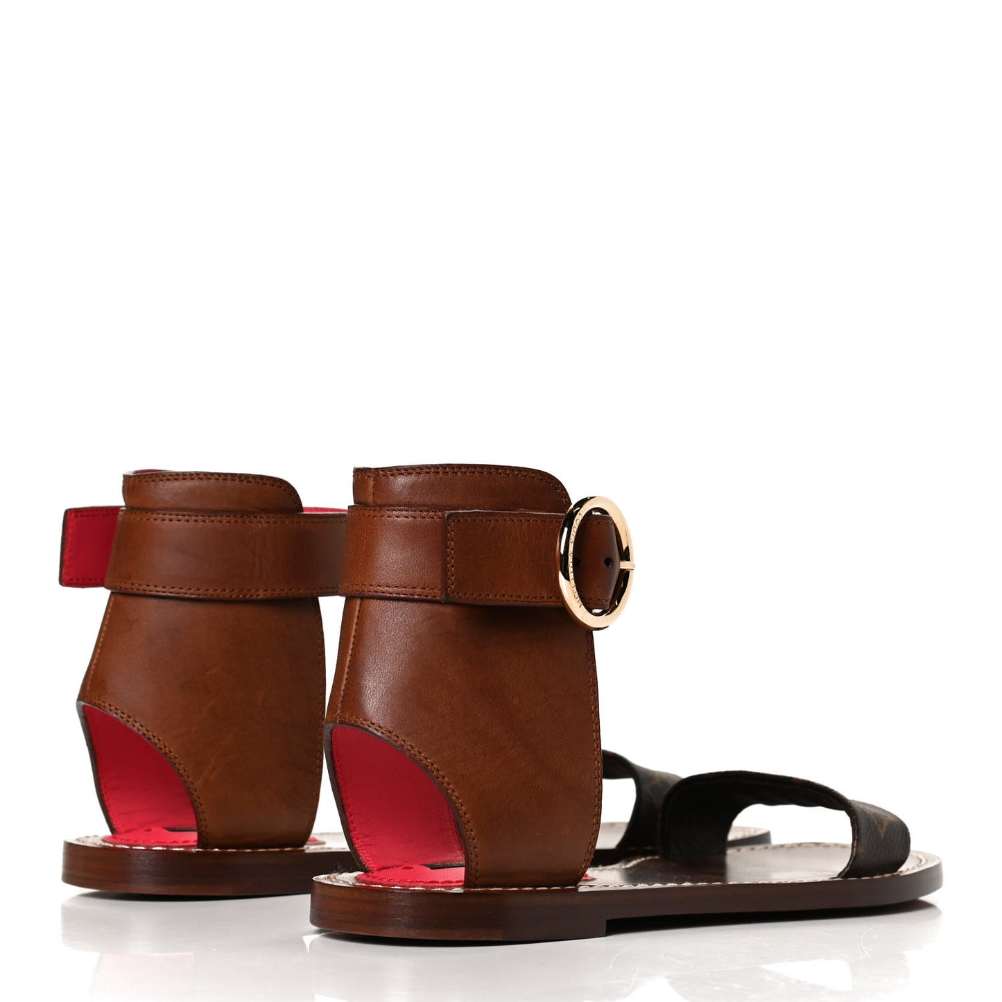 Calfskin Monogram Ocean Drive Flat Sandals 37.5 Cognac