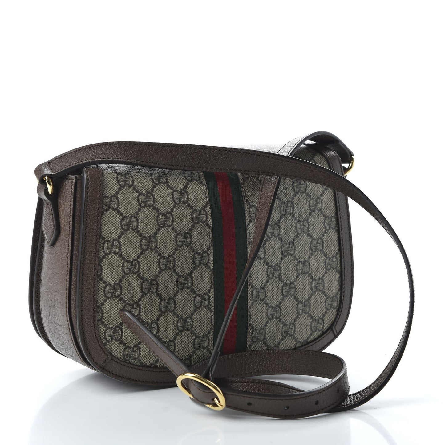GG Supreme Monogram Web Small Ophidia Flap Messenger Bag Brown
