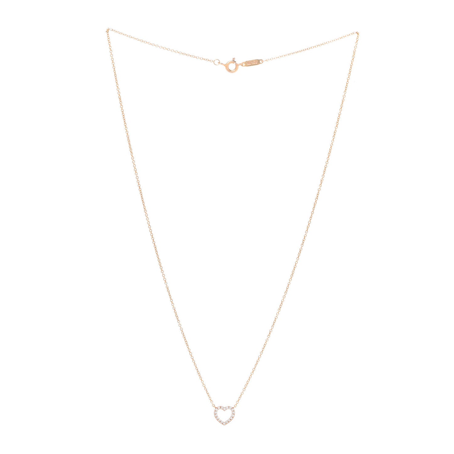 18K Rose Gold Diamond Metro Heart Pendant Necklace
