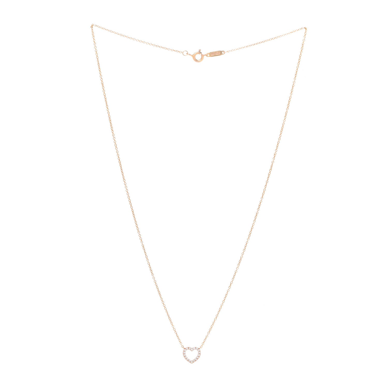 Tiffany 18K Rose Gold Diamond Metro Heart Pendant Necklace 3 of 6