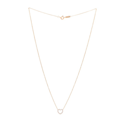 Tiffany 18K Rose Gold Diamond Metro Heart Pendant Necklace 3 of 6
