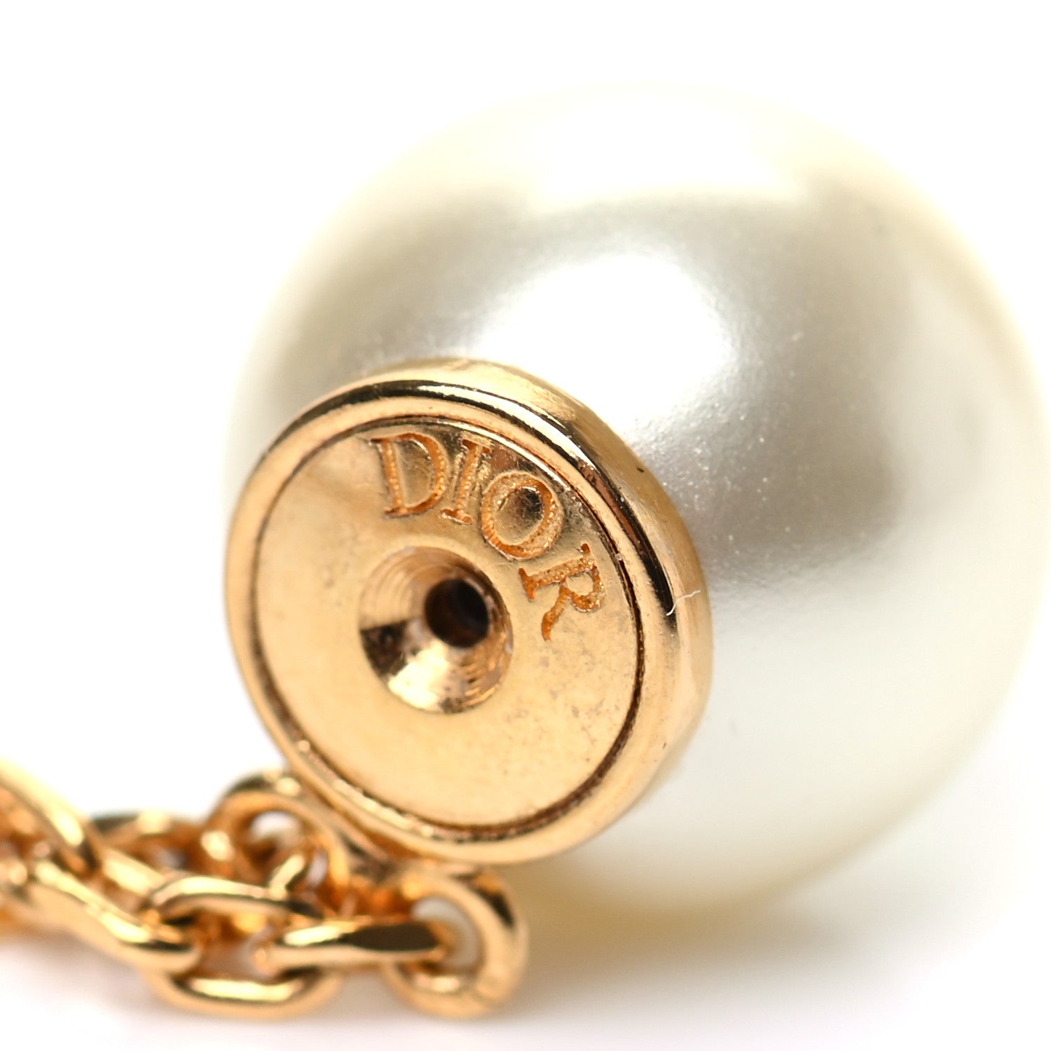 Christian Dior Pearl Crystal Tribales Dangle Chain Earrings Gold 4 of 4