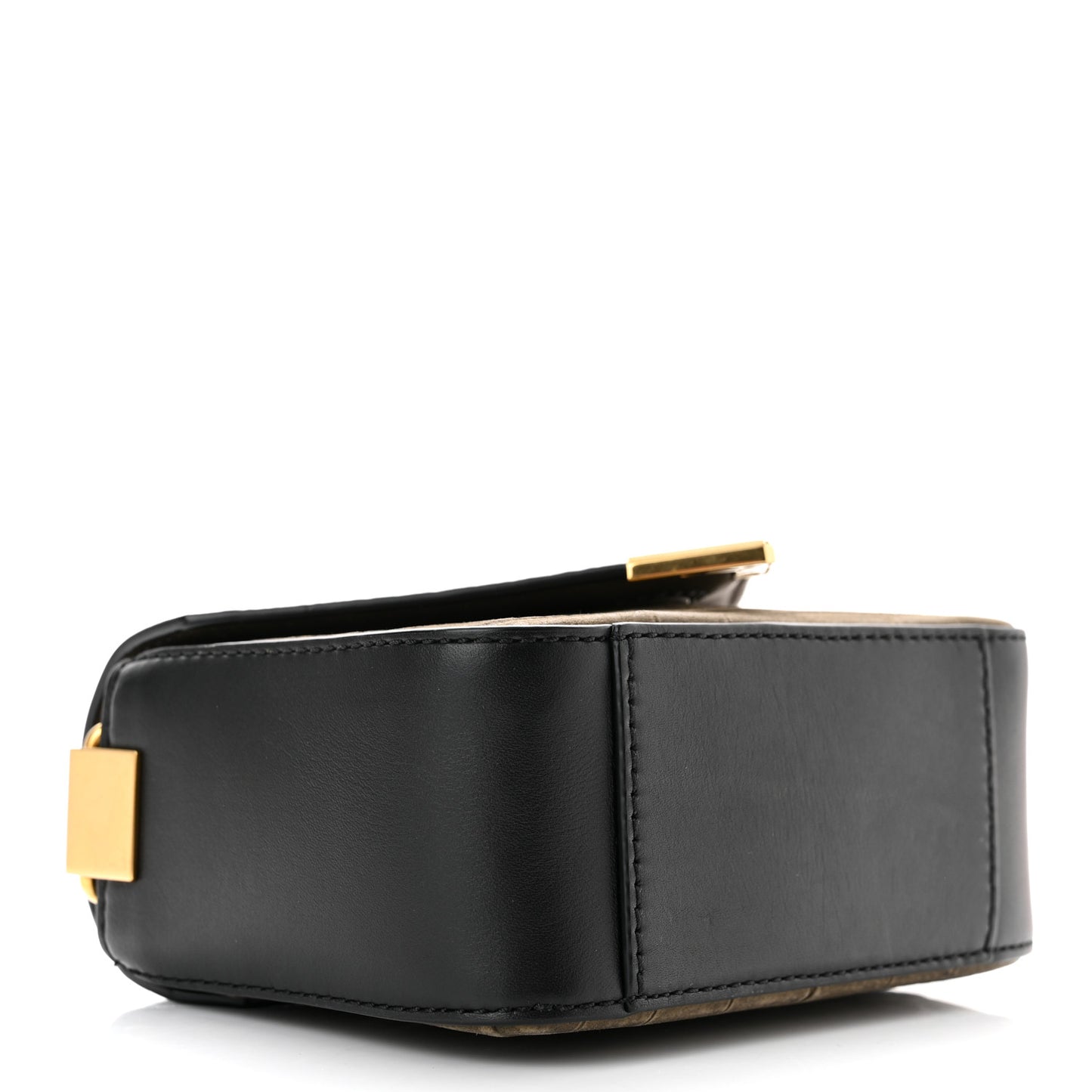 Crocodile Lizard Embossed Calfskin Prisma Envelope Crossbody Black Military