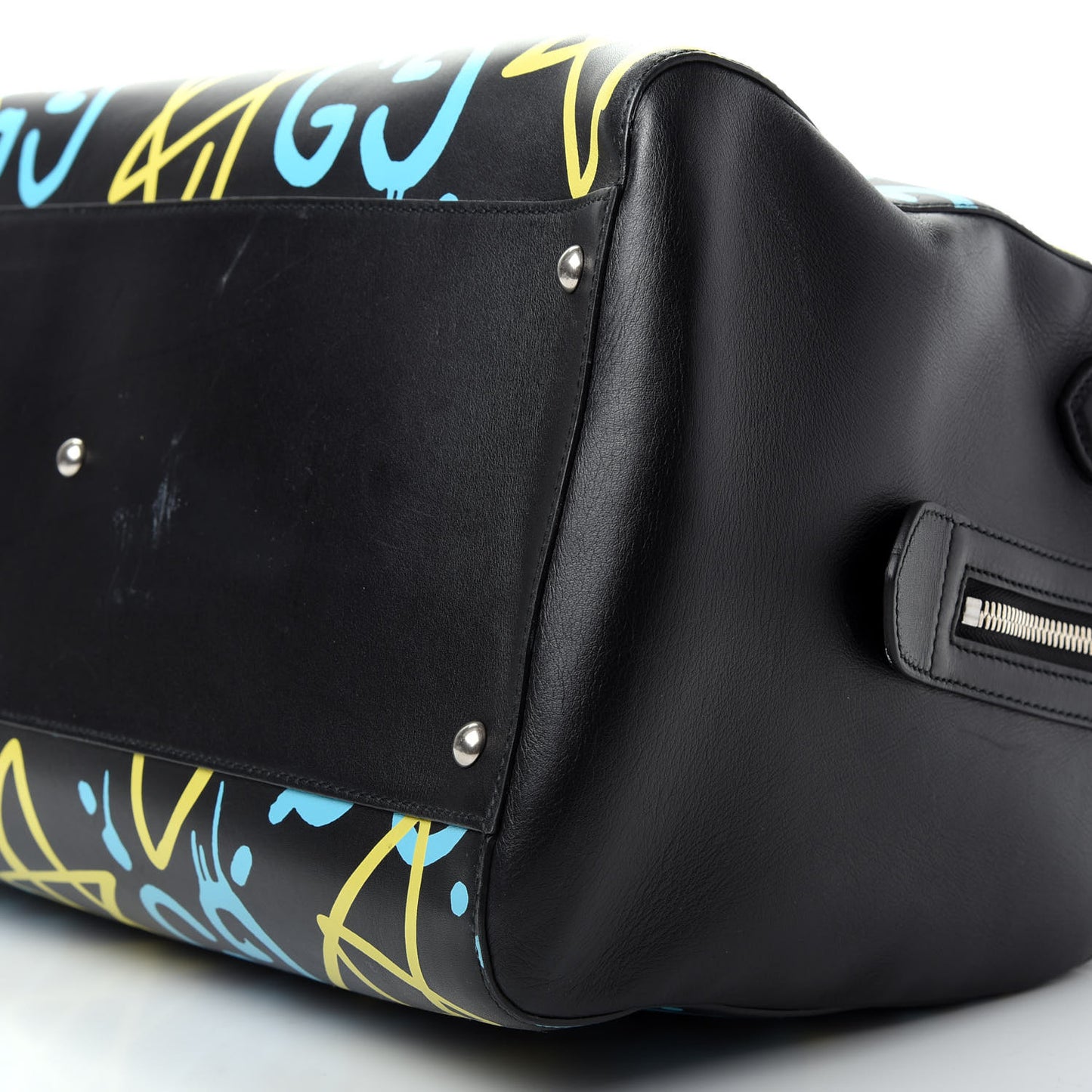 Calfskin GucciGhost Print Duffle Black New Acquamarine