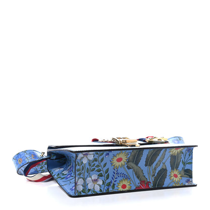 Gucci Calfskin New Flora Small Sylvie Shoulder Bag Blue 3 of 4