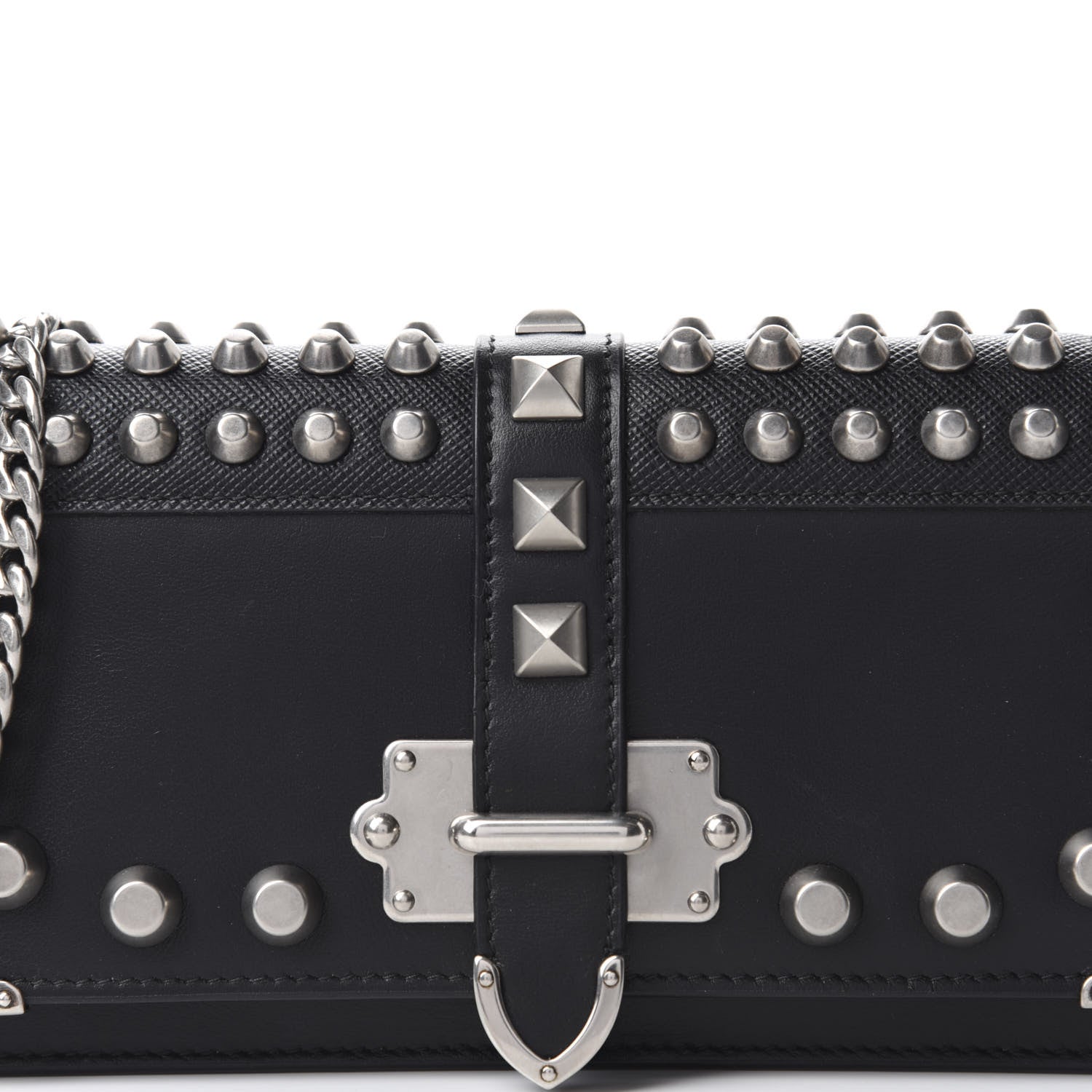 Prada City Calfskin Cahier Studded Mini Bag Black 9 of 9