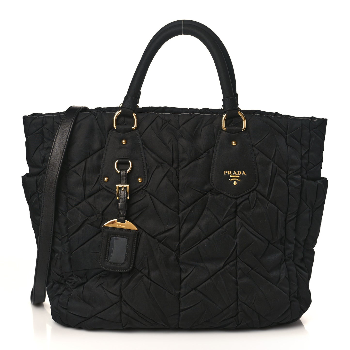 Tessuto Nylon Chevron Quilted Tote Black