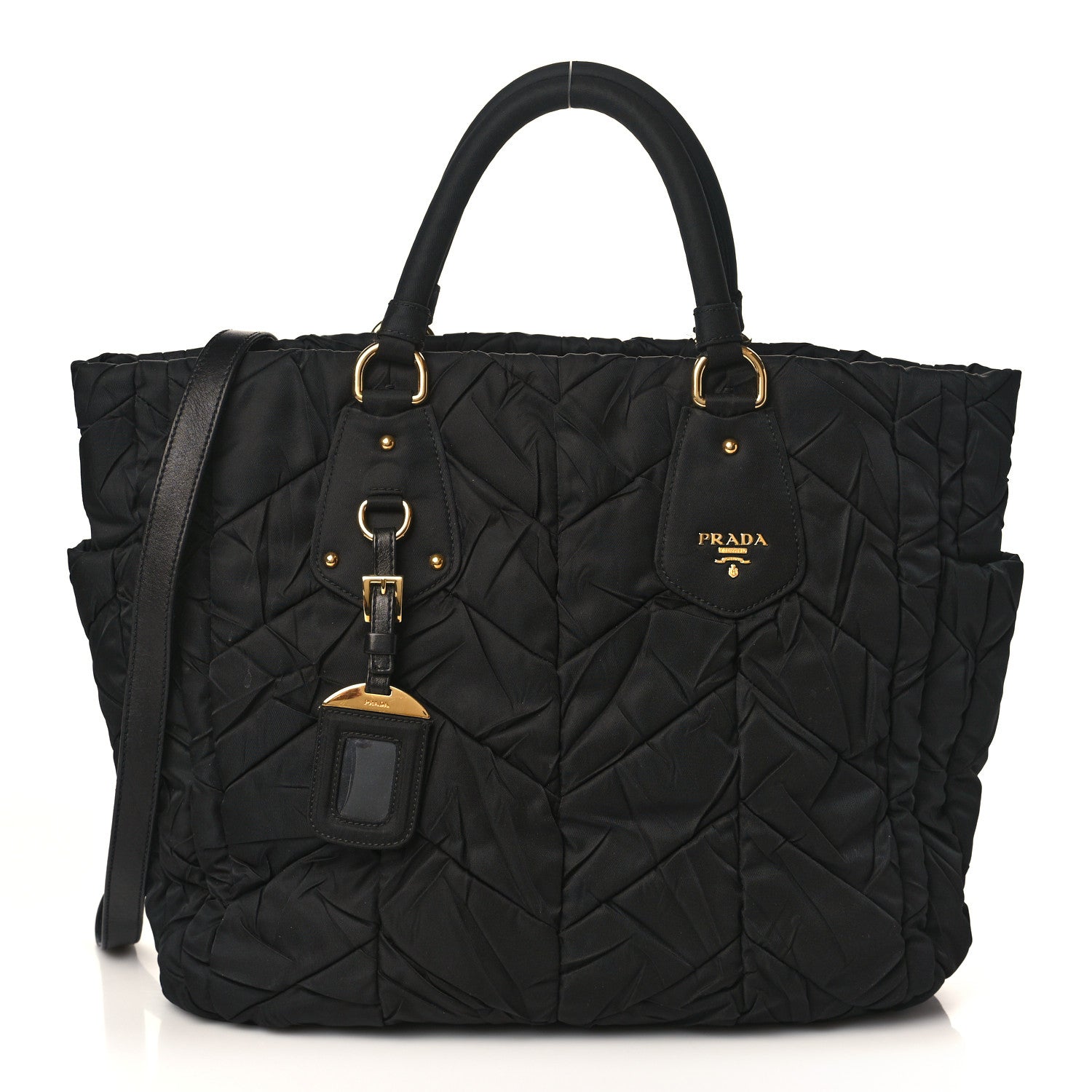 Prada Tessuto Nylon Chevron Quilted Tote Black 1 of 8