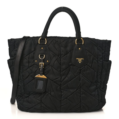 Prada Tessuto Nylon Chevron Quilted Tote Black 1 of 8
