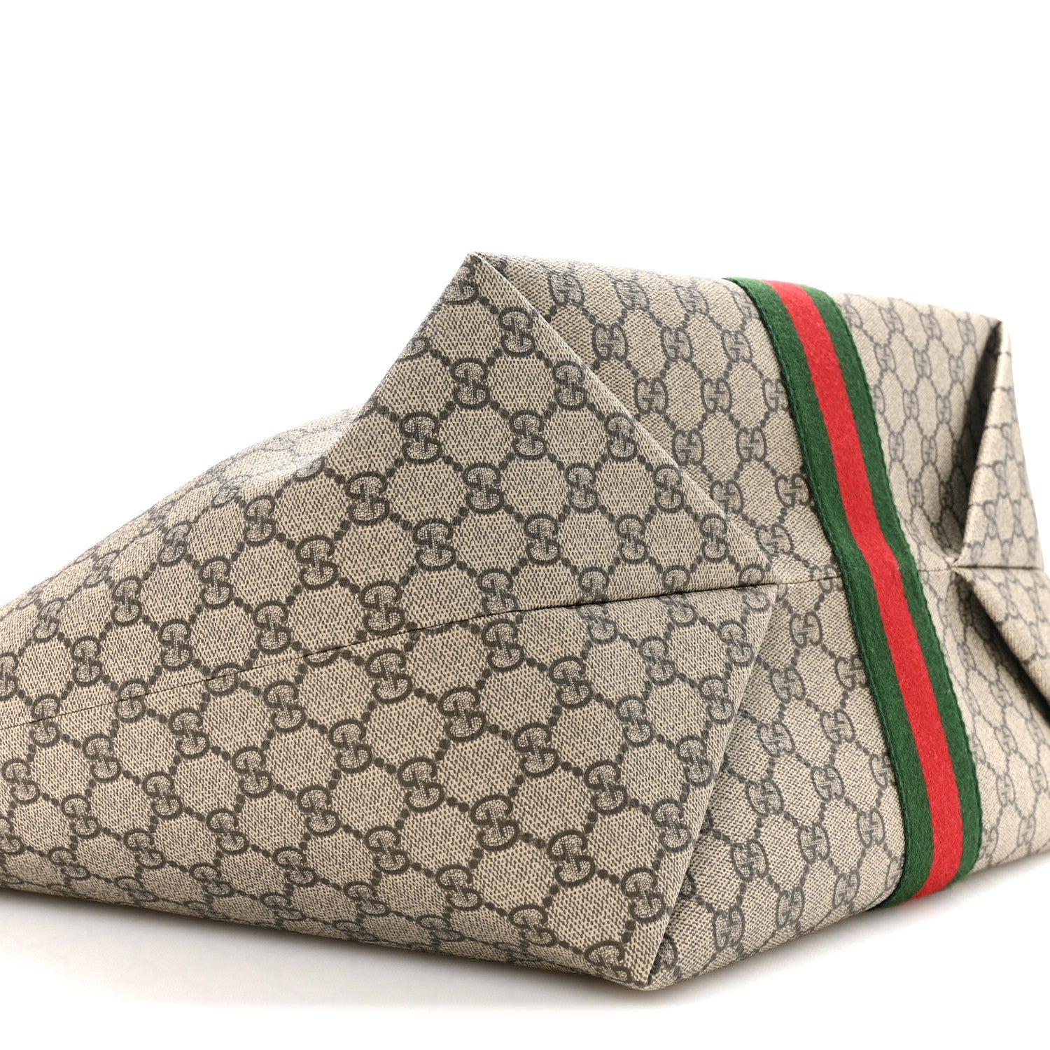Gucci GG Supreme Monogram Calfskin Web Large Ophidia Tote Beige Dark Brown 9 of 10