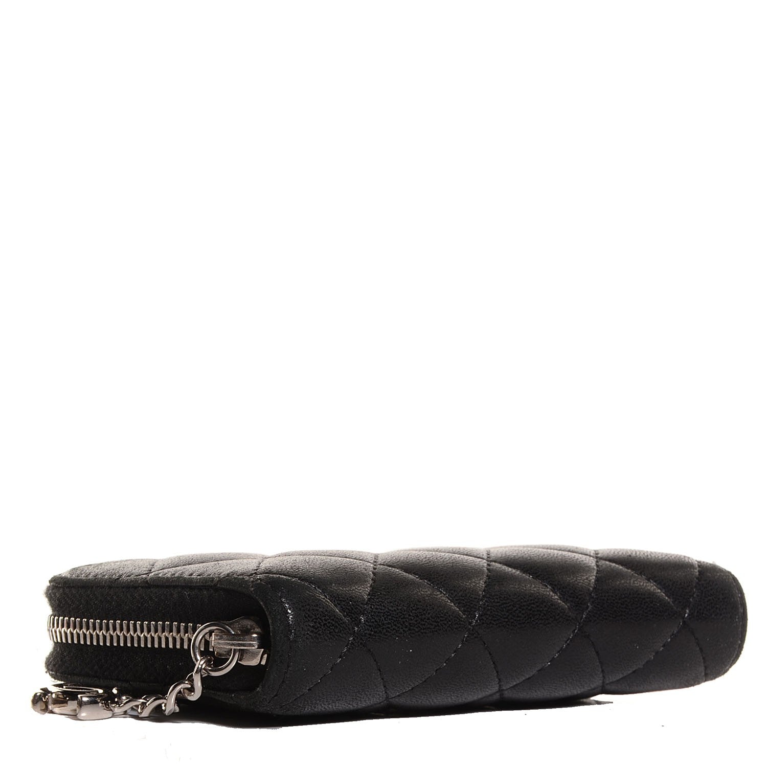 Chanel Lambskin Quilted Zip Around Card Holder Black 4 of 9