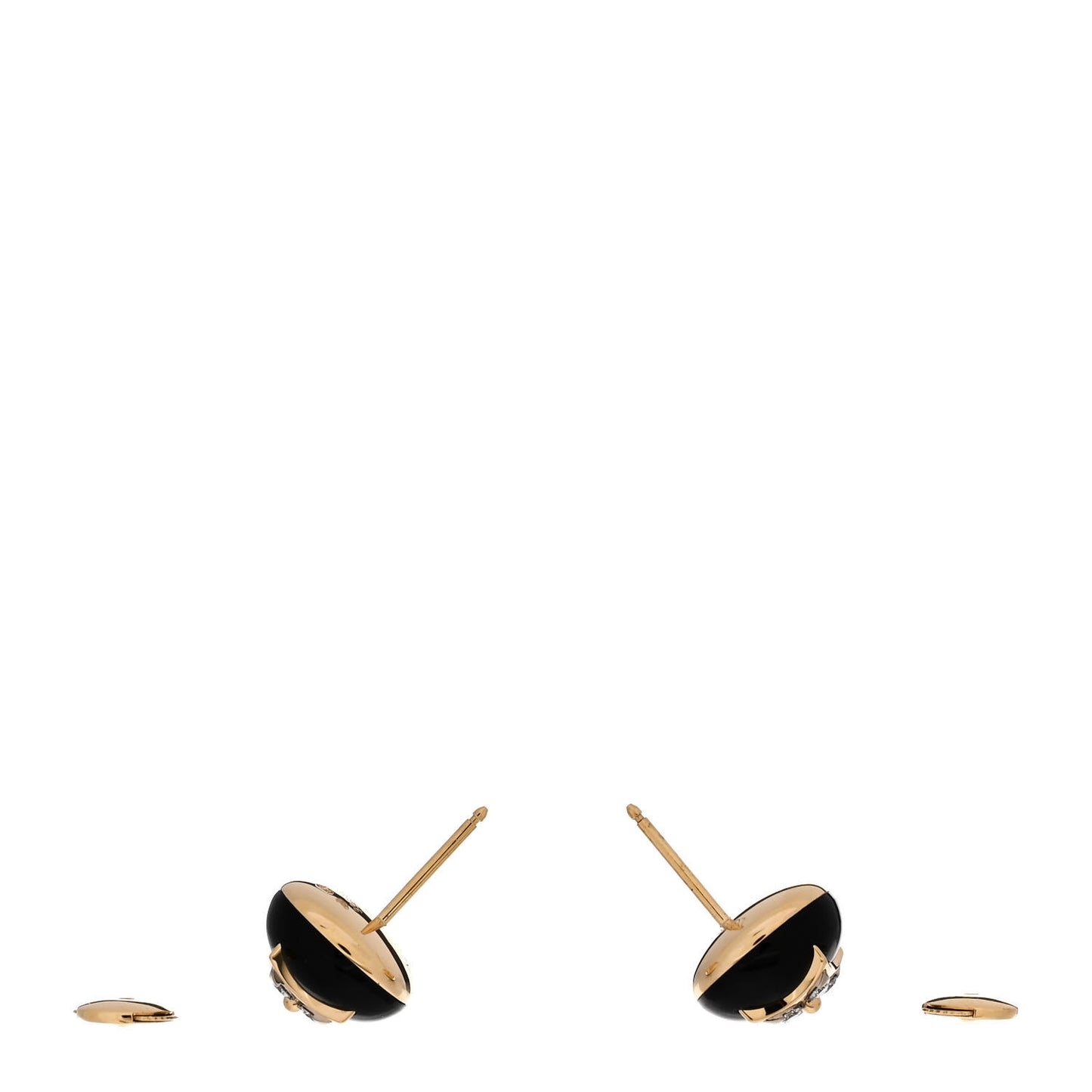 18K Yellow Gold Diamond Onyx Color Blossom BB Star Stud Earrings
