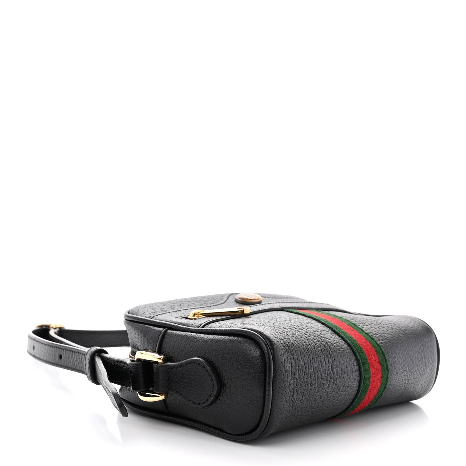 Gucci Calfskin Web Mini Ophidia Shoulder Bag Black 4 of 10