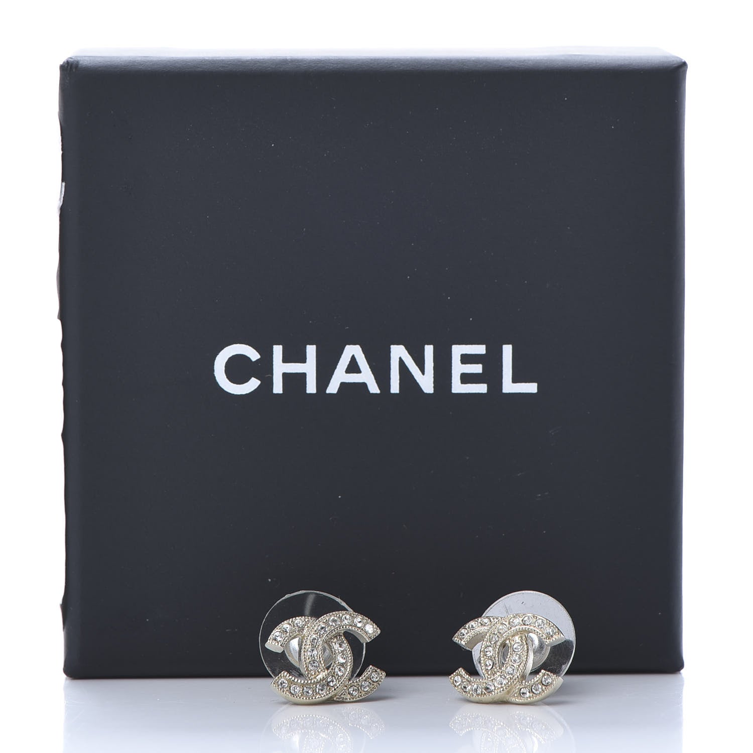 Chanel Crystal Timeless CC Earrings Light Gold 5 of 5