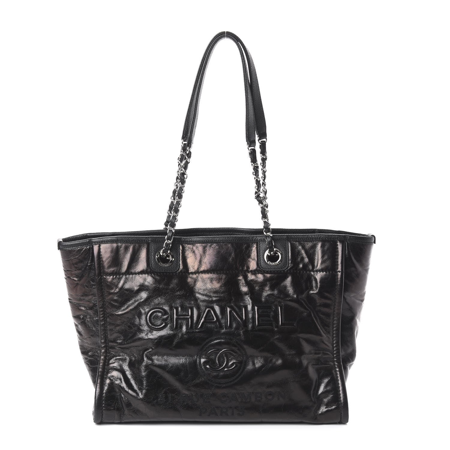 Chanel Glazed Calfskin Small Deauville Tote Black 1 of 9