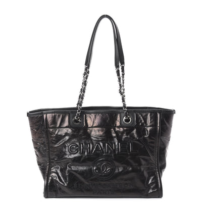 Chanel Glazed Calfskin Small Deauville Tote Black 1 of 9