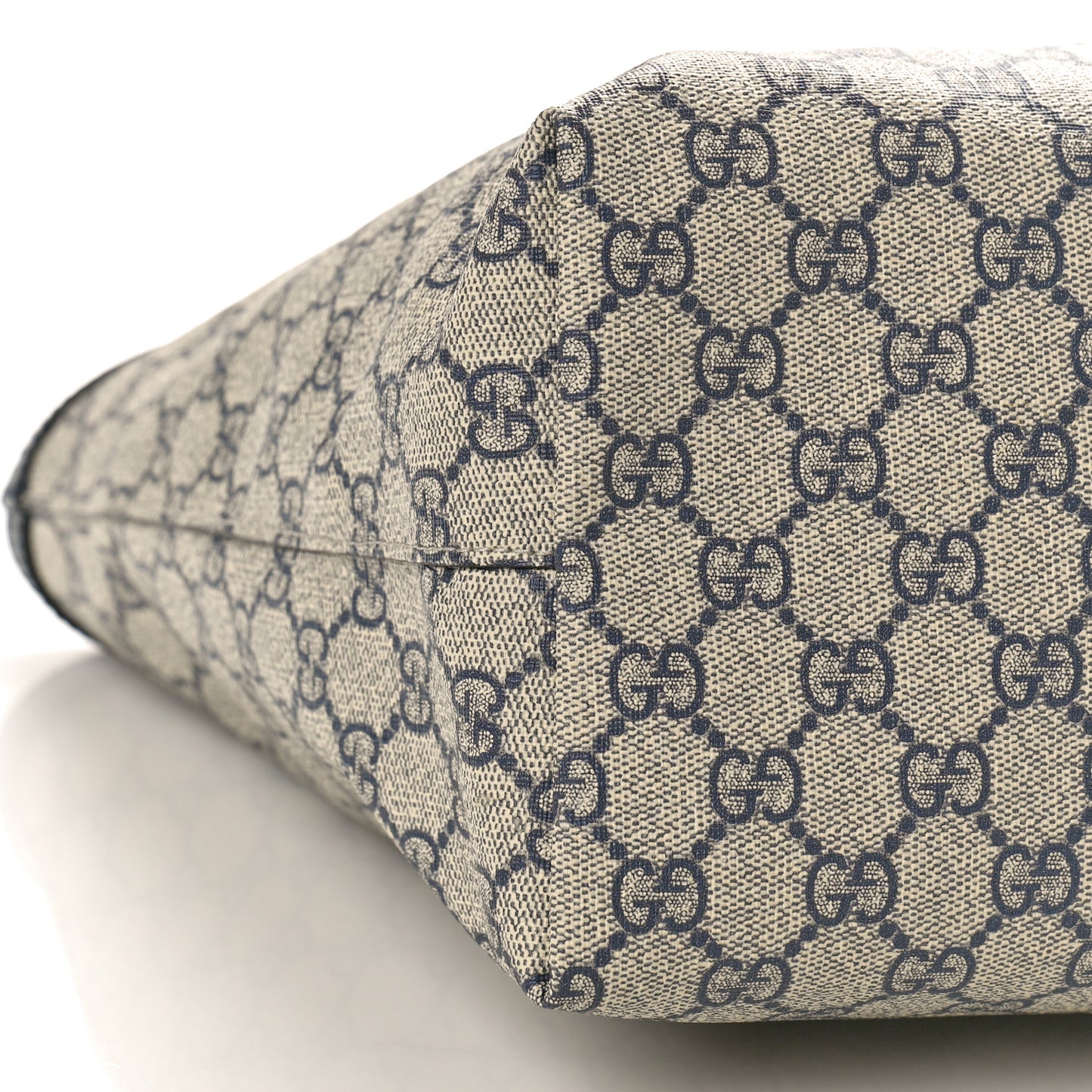 GG Supreme Monogram Textured Calfskin Web Medium Ophidia Shopping Tote Beige Blue
