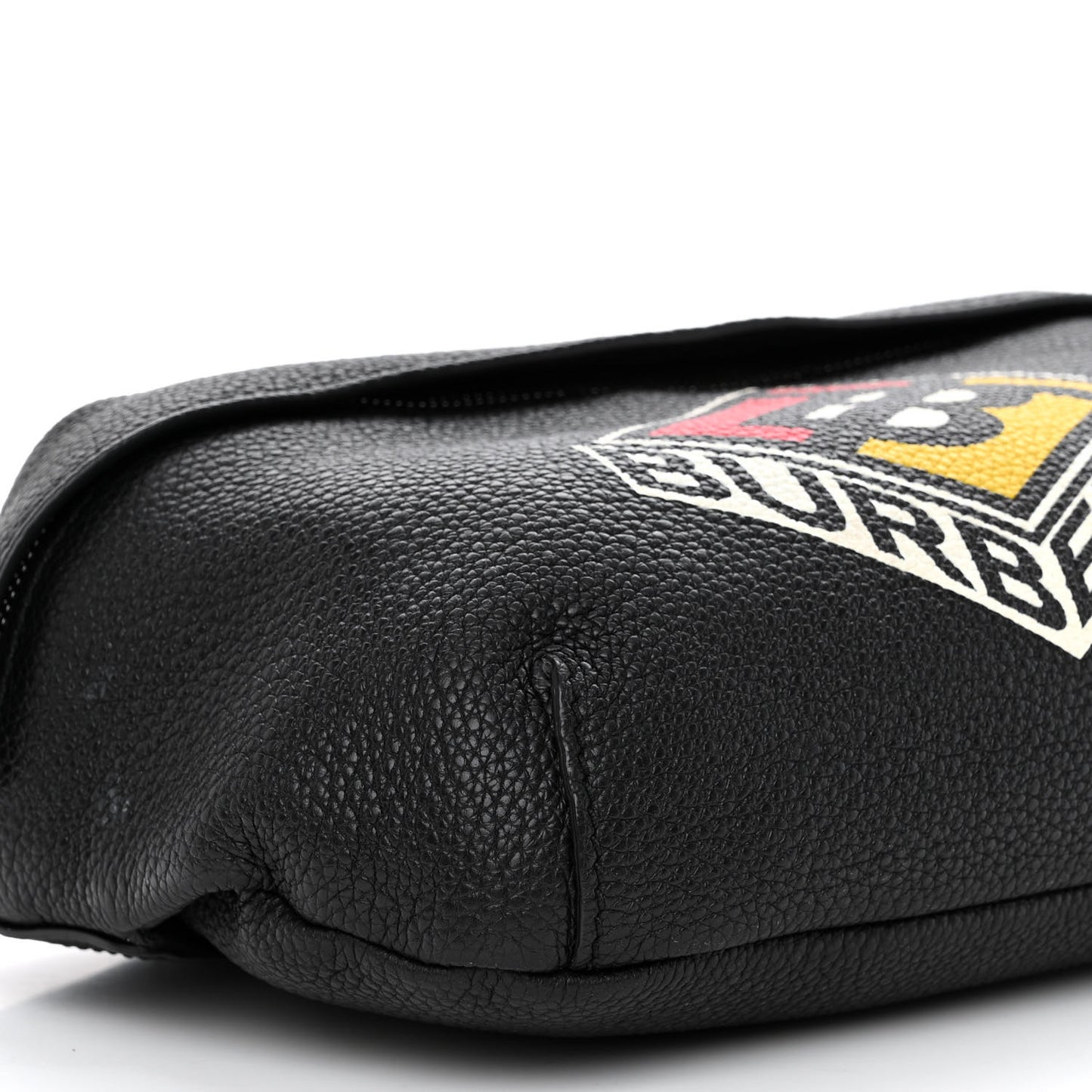 Grainy Calfskin Logo Graphic Sonny Bum Bag Black