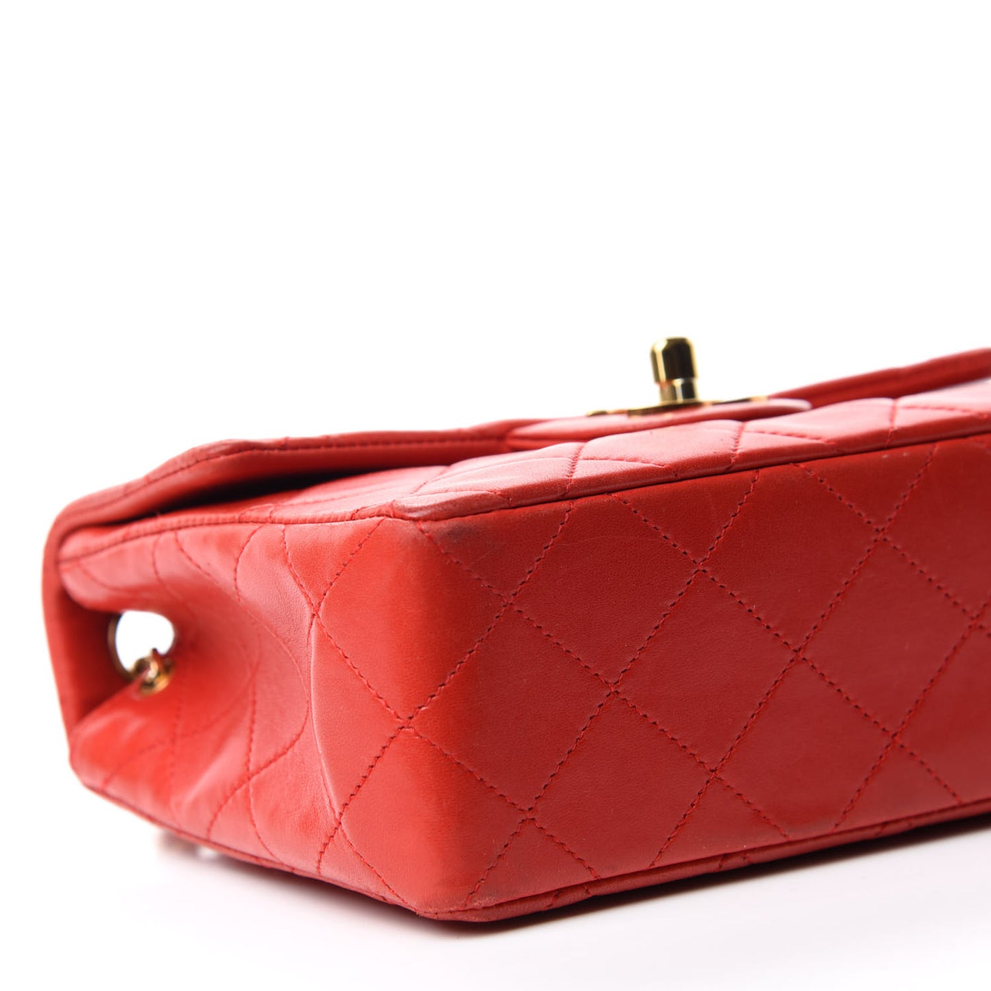 Lambskin Quilted Mini Square Flap Red