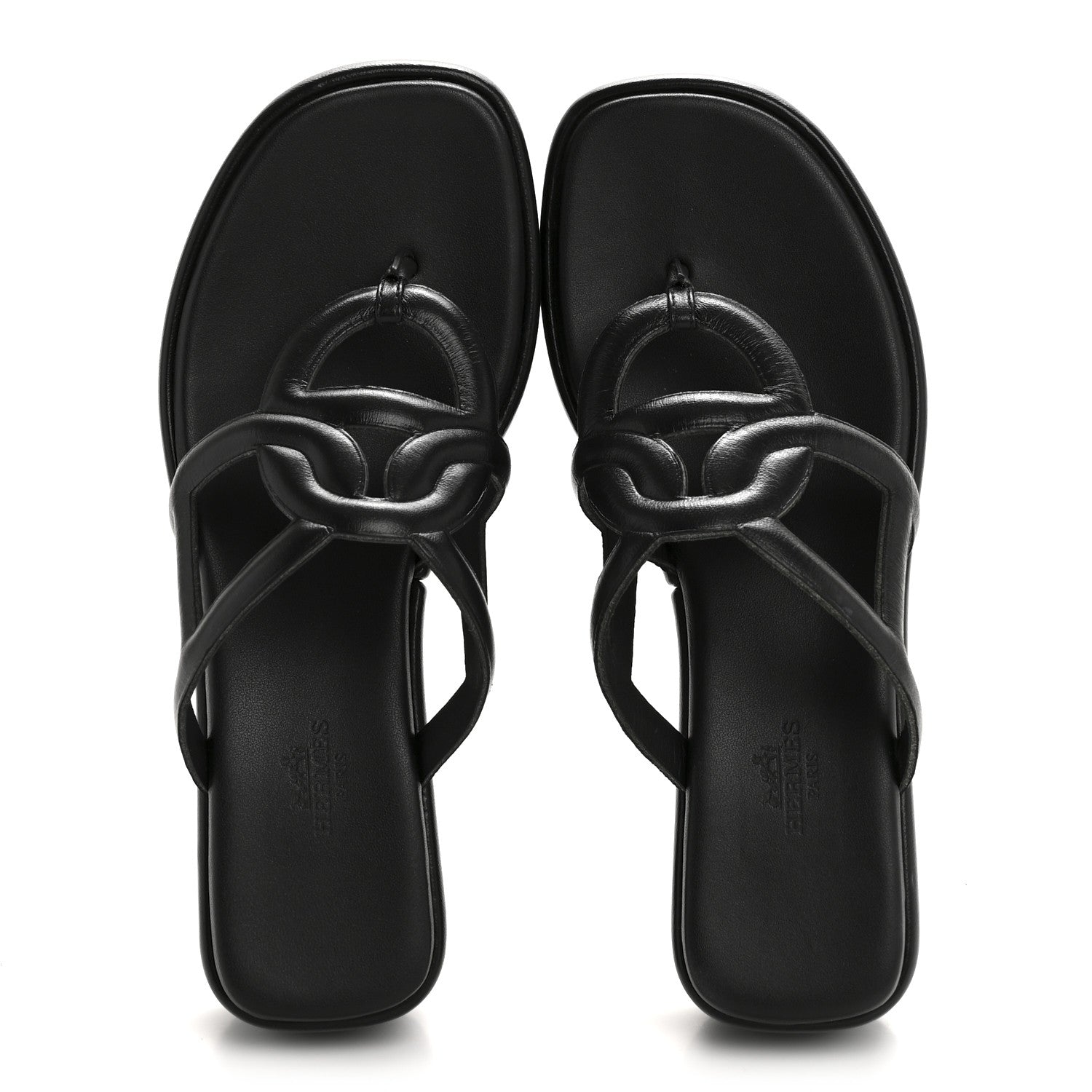 Hermes Nappa Gipsy Sandals 38 Black 2 of 12