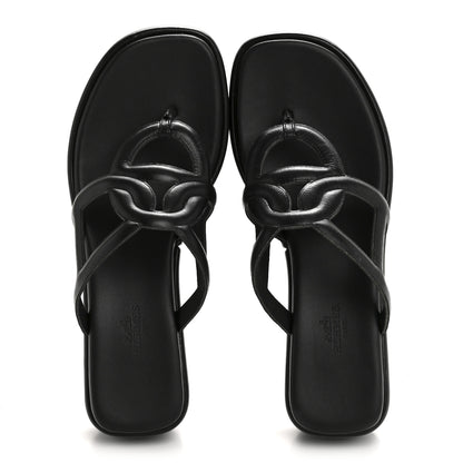 Hermes Nappa Gipsy Sandals 38 Black 2 of 12