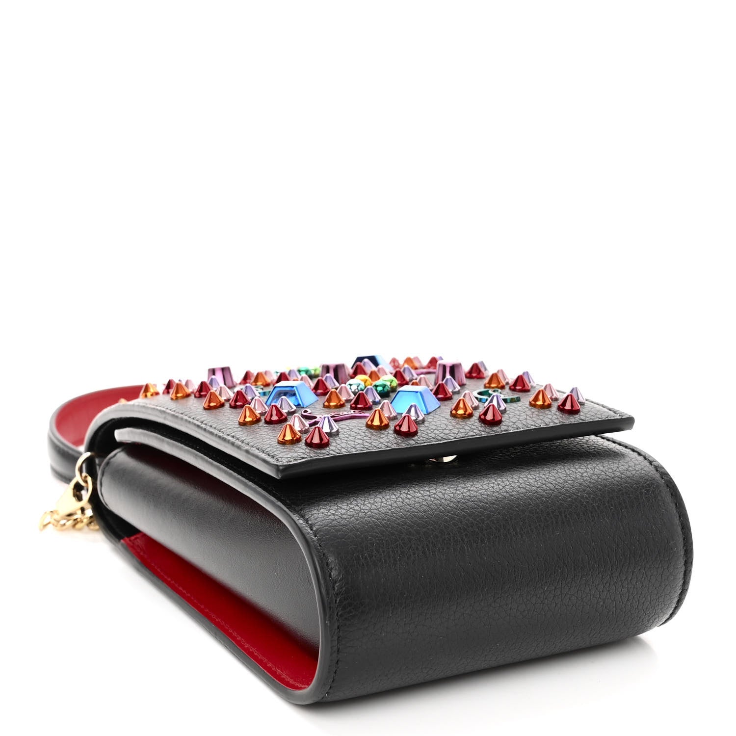 Christian Louboutin Calfskin Spikes Loubinthesky Paloma Crossbody Phone Case Black Multicolor 3 of 8