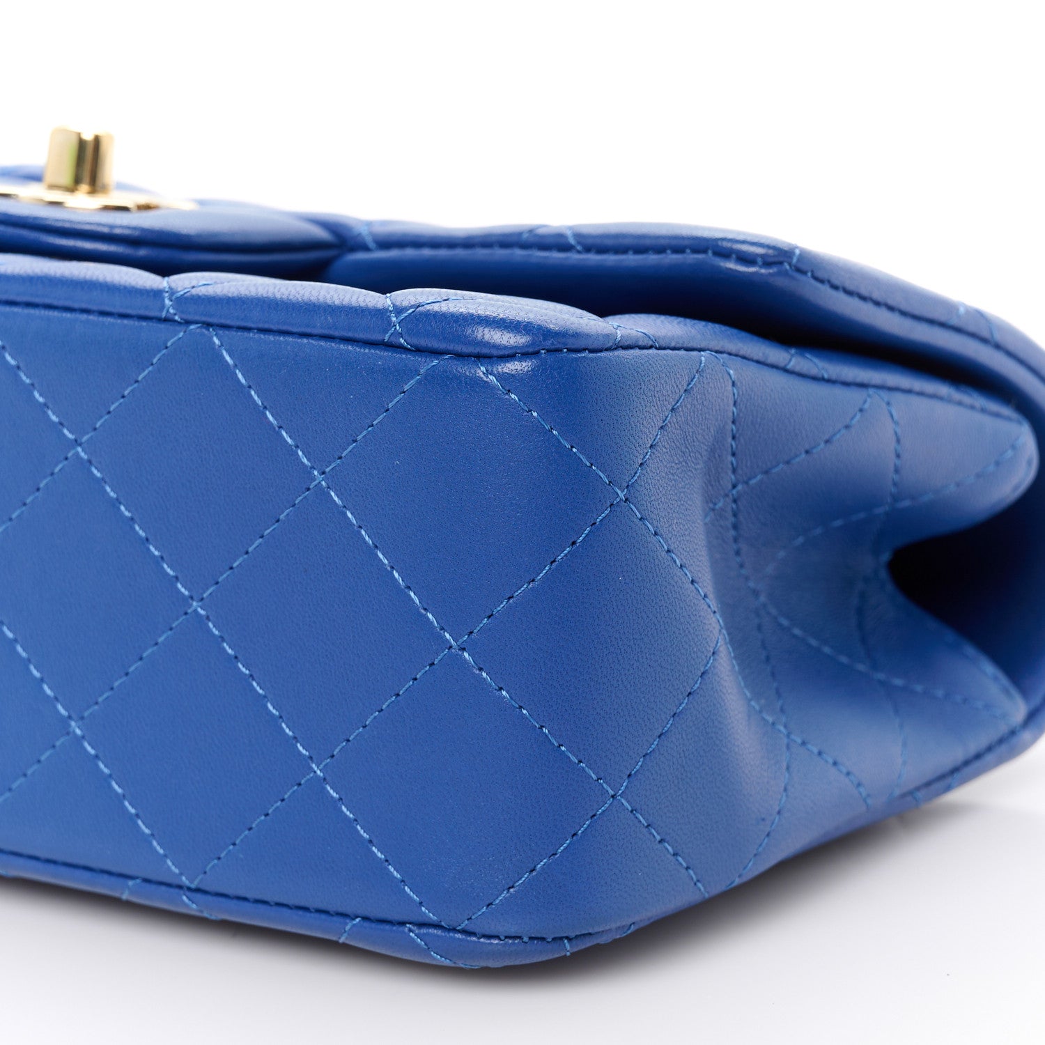 Chanel Lambskin Quilted Mini Top Handle Rectangular Flap Blue 11 of 12