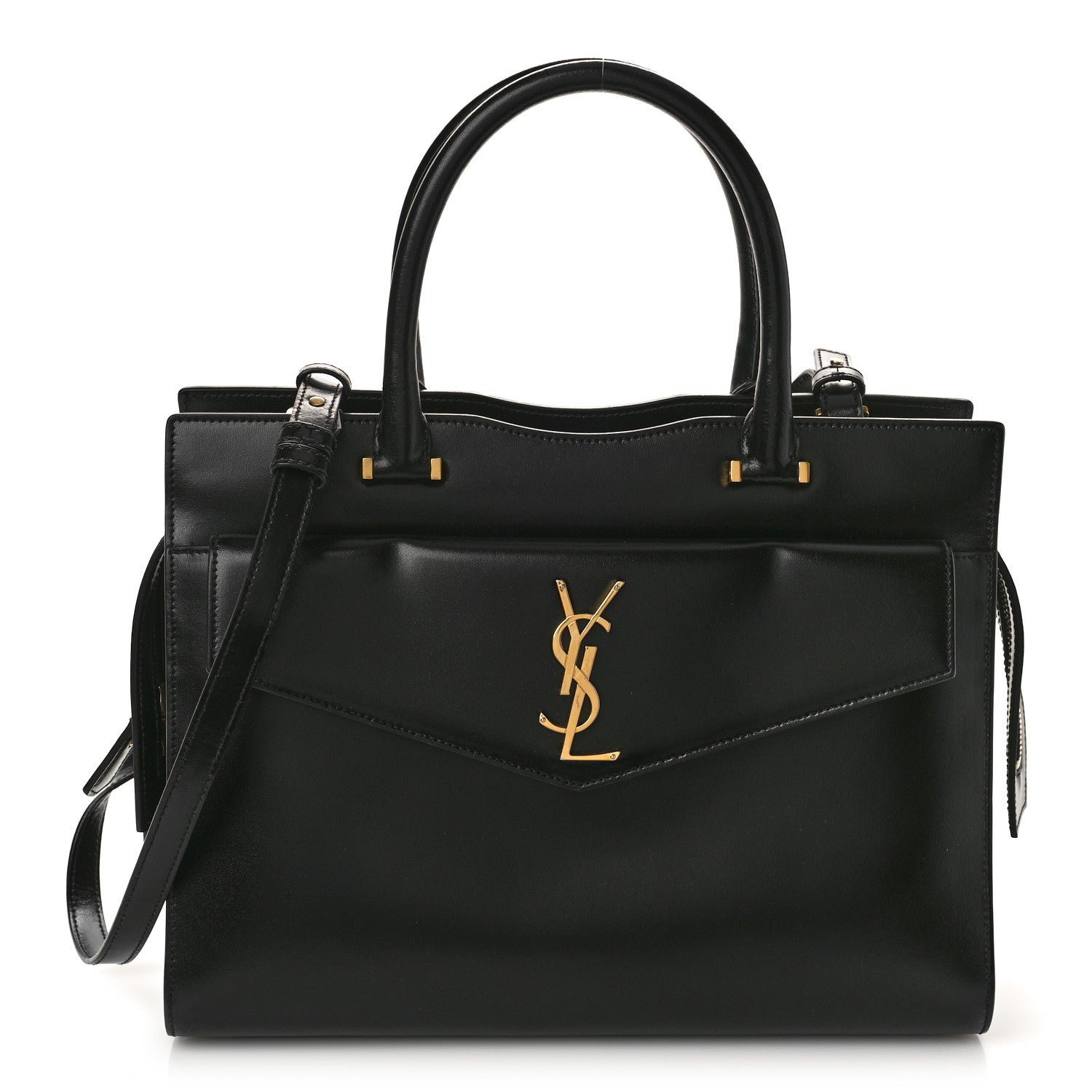 Saint Laurent Shiny Calfskin Medium Uptown Tote Black 1 of 10