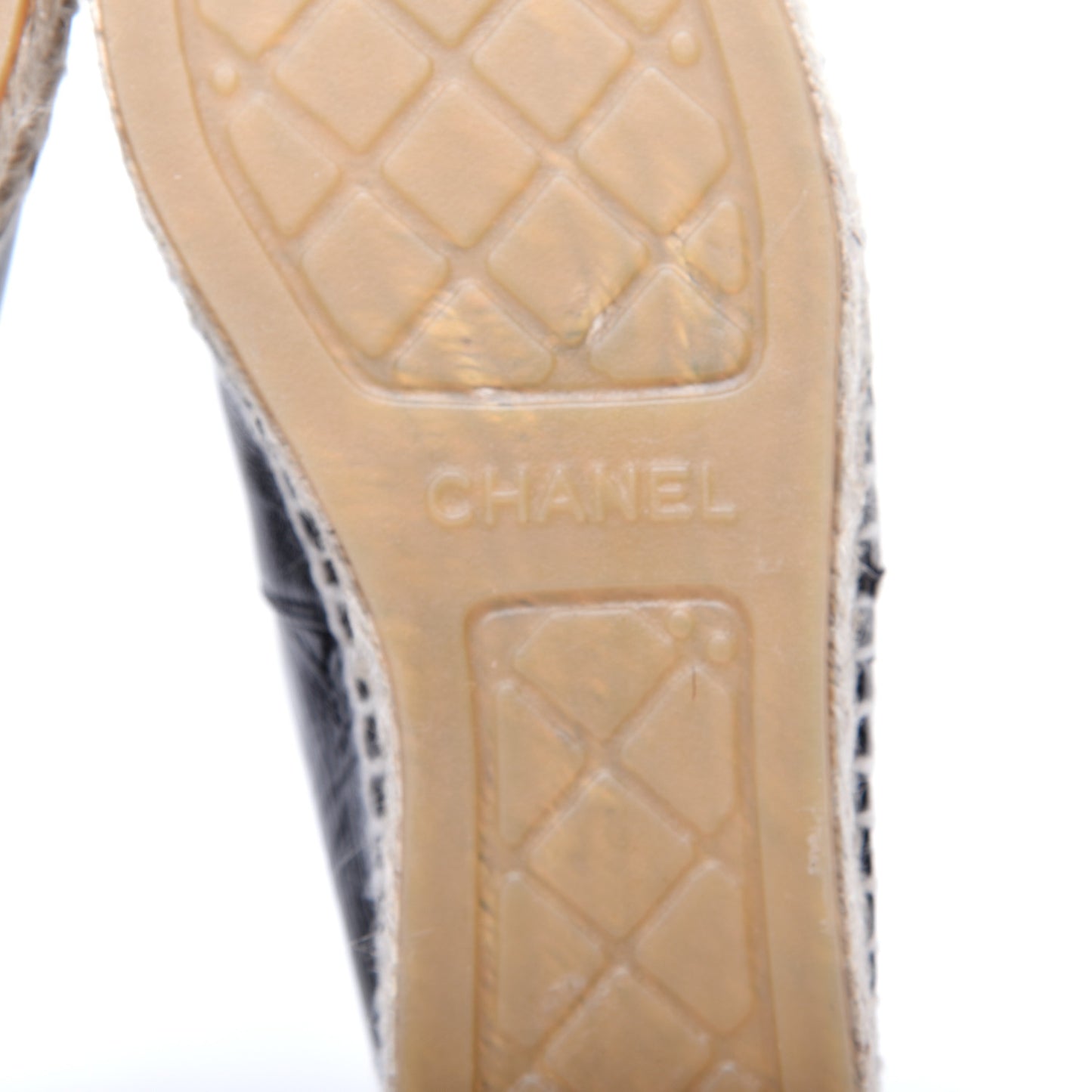 Patent Calfskin Crystal CC Espadrilles 36 Black