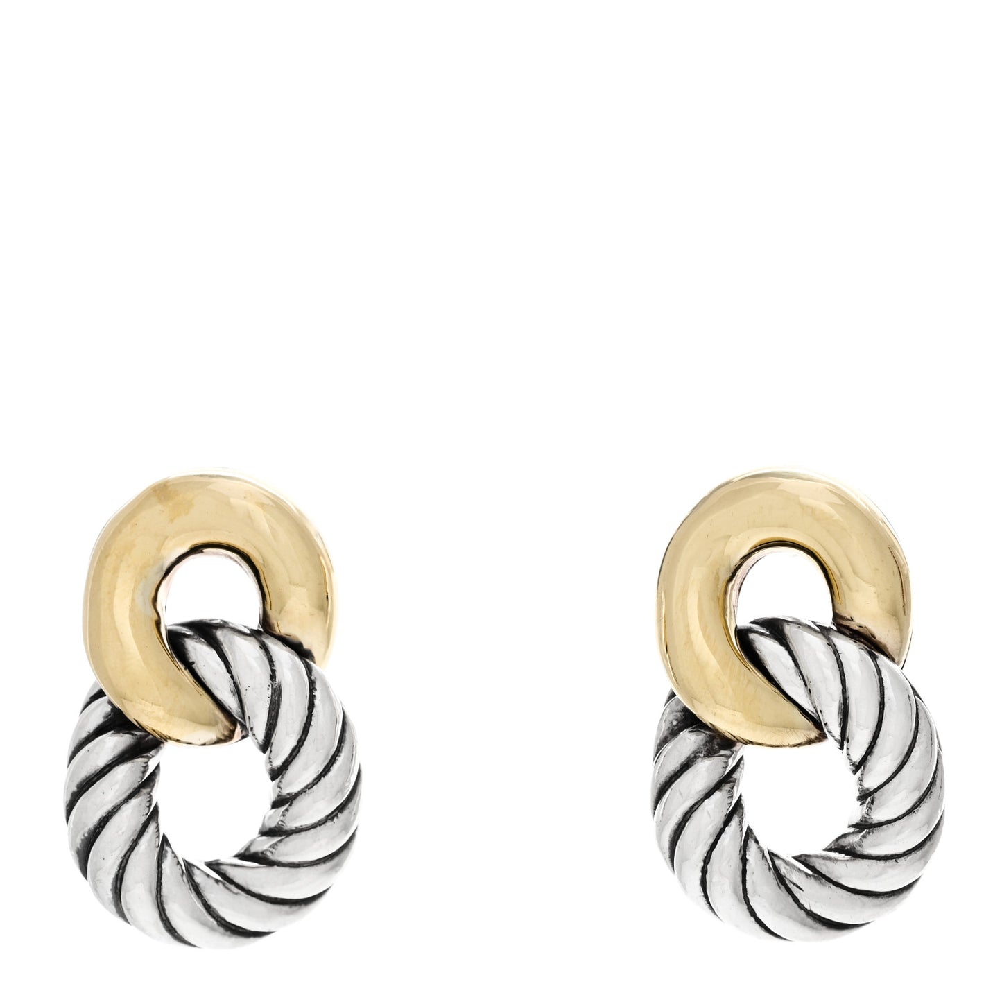 Sterling Silver 18K Yellow Gold Belmont Curb Link Drop Earrings