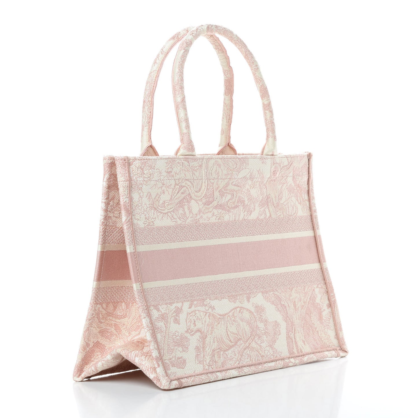 Canvas Embroidered Medium Dioriviera Toile De Jouy Book Tote Rose