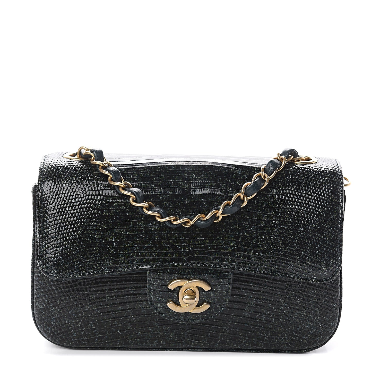 Lizard Mini Rectangular Flap Dark Green