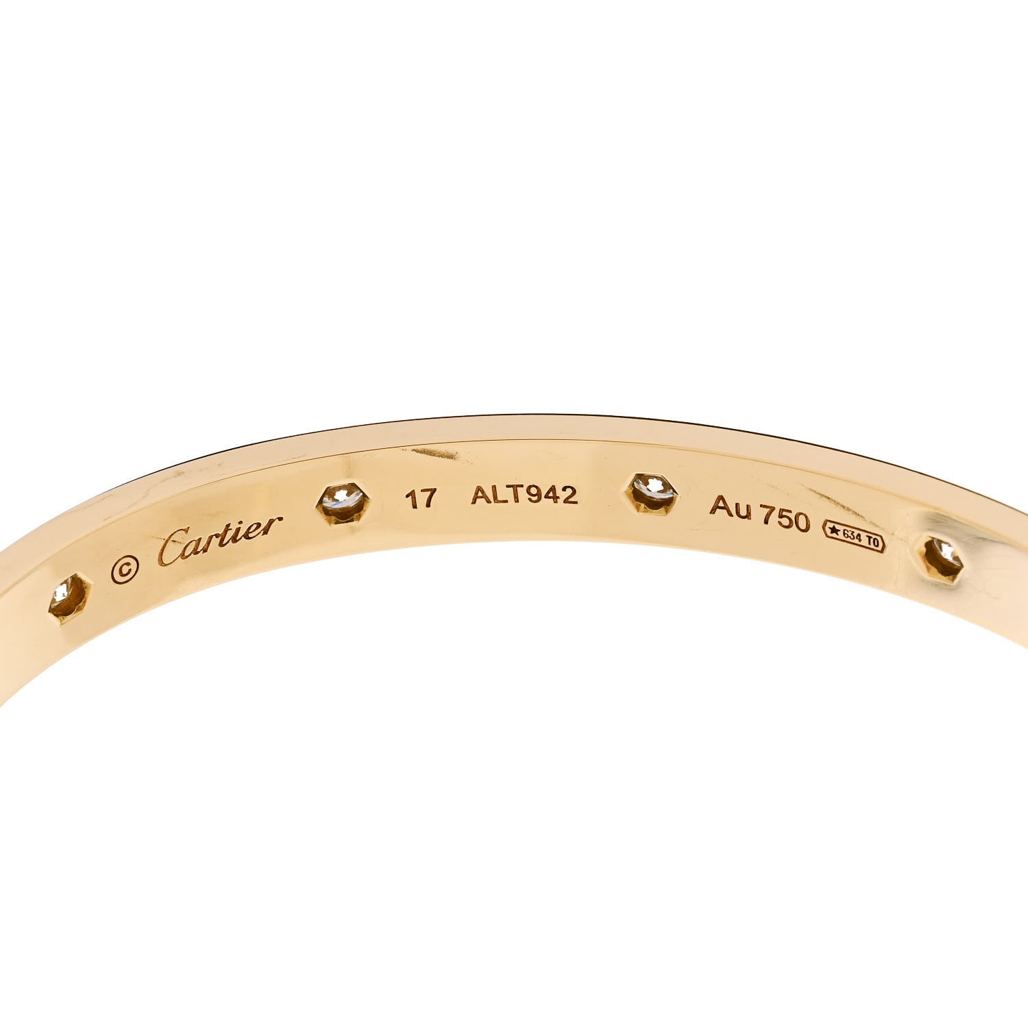Cartier 18K Yellow Gold 10 Diamond LOVE Bracelet 17 4 of 6