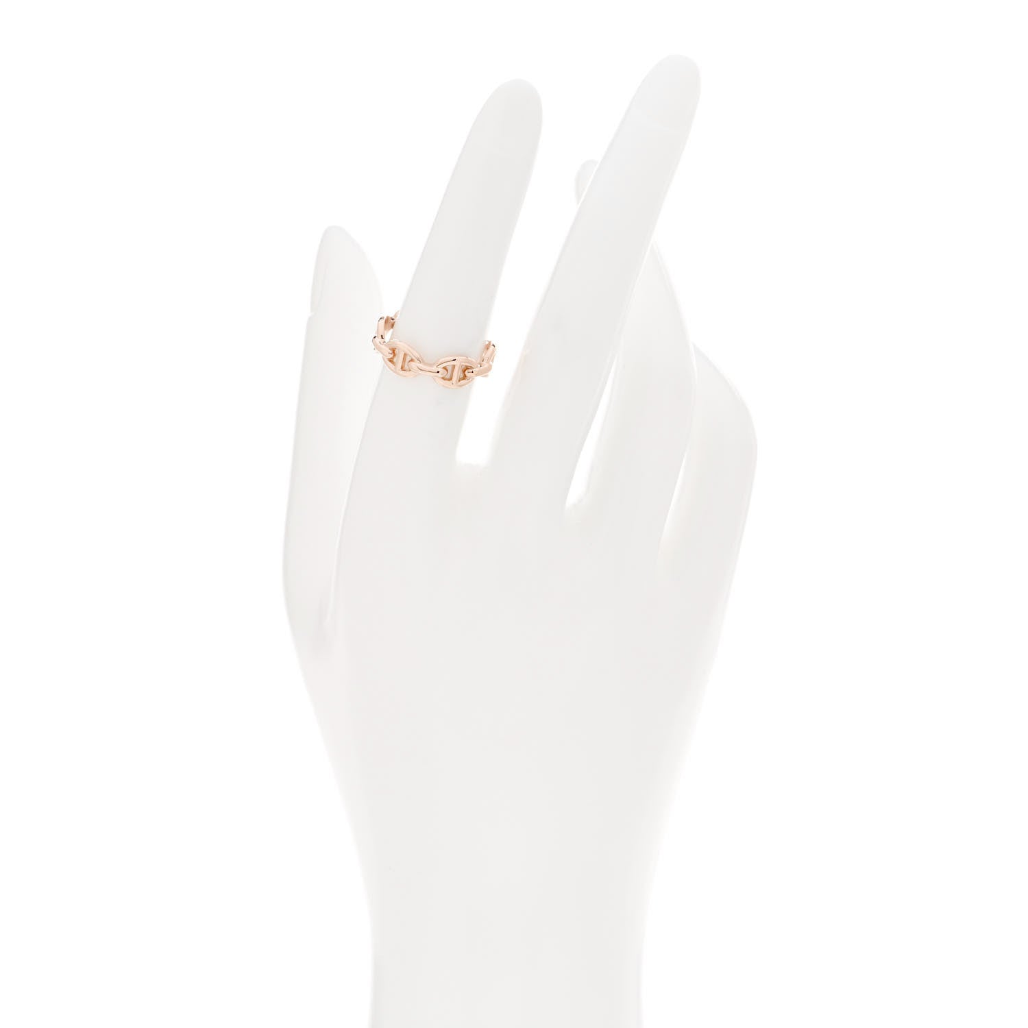 Hermes 18K Rose Gold PM Chaine d'Ancre Enchainee Ring 53 6.5 2 of 5