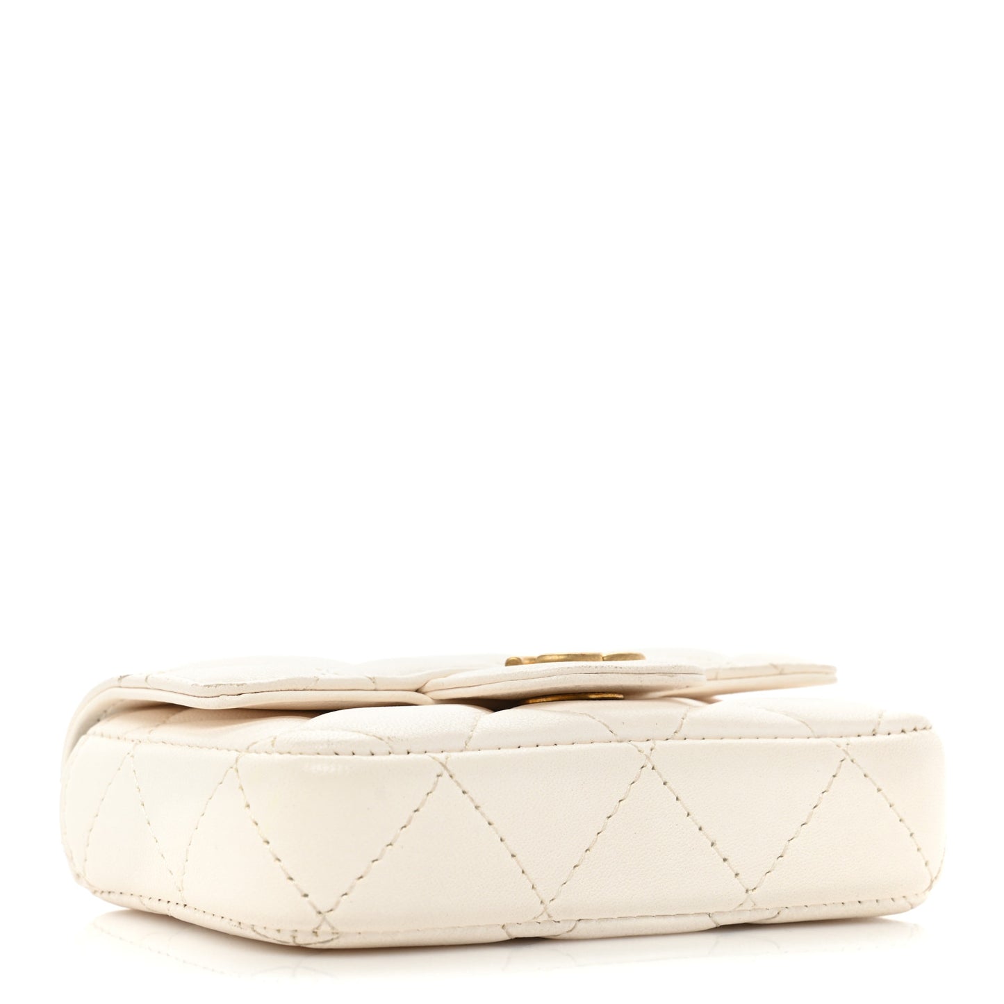 Lambskin Enamel Quilted Mini Chain Belt Bag White