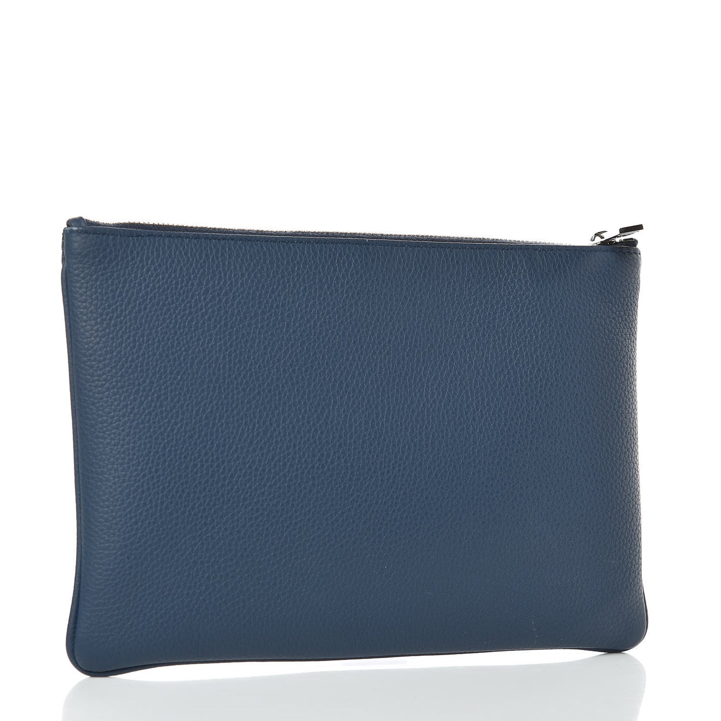 Grained Calfskin Homme Zip Pouch Navy Blue