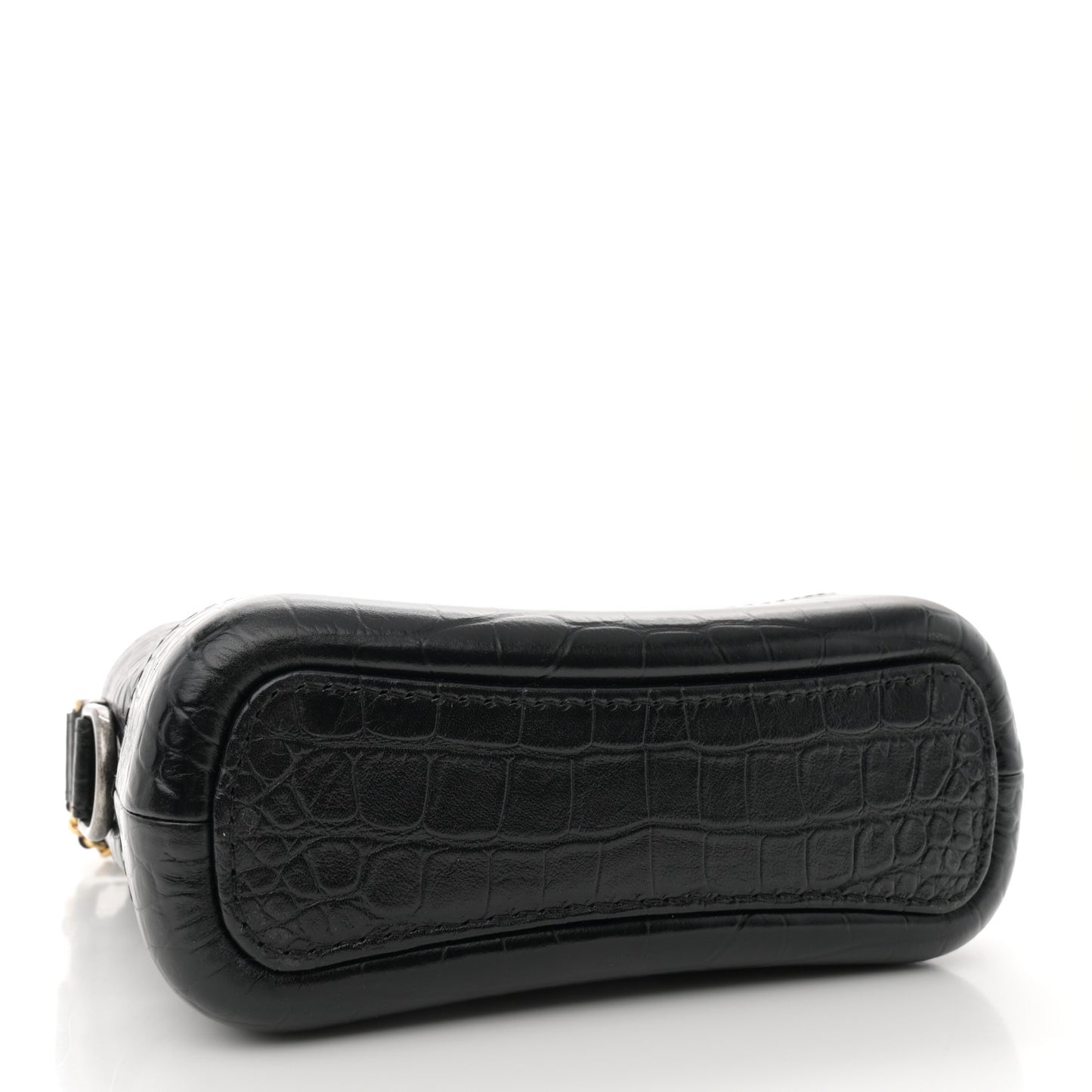 Calfskin Crocodile Embossed Small Gabrielle Cocodile Hobo Black