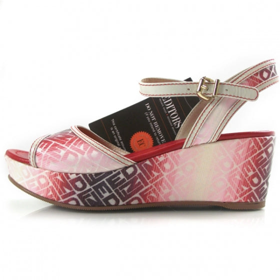 Fendi Zeppa Monogram Platform Sandals Rosso/Bianco Size 41 2 of 7