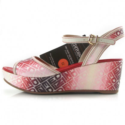 Fendi Zeppa Monogram Platform Sandals Rosso/Bianco Size 41 2 of 7