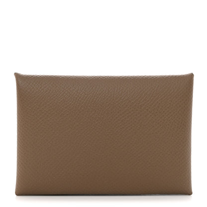 Hermes Epsom Calvi Card Case Etoupe 1 of 9