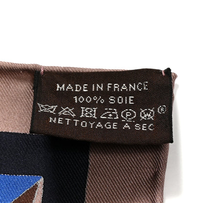 Hermes Silk La Selle Imaginaire Scarf 90 Marron Glace Bleu Vif Brun 3 of 5