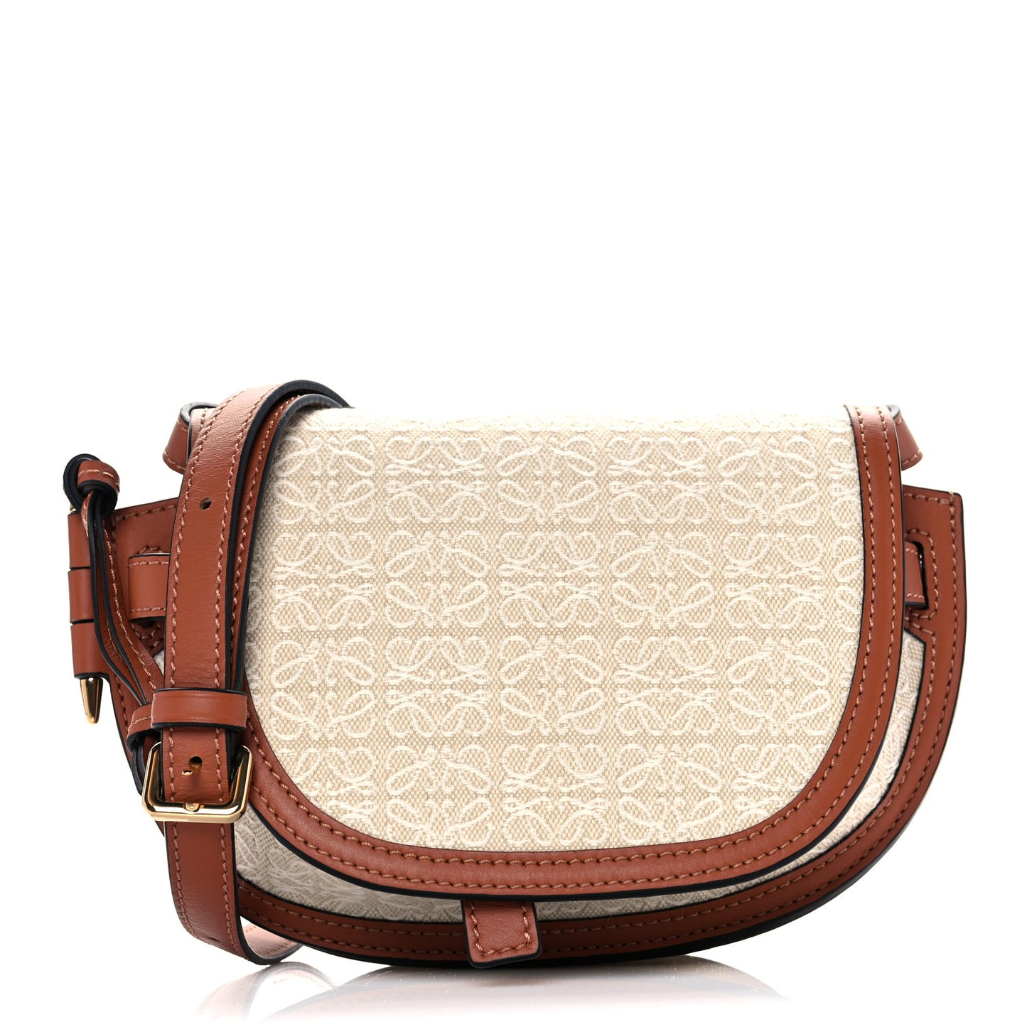 Calfskin Canvas Anagram Mini Gate Dual Bag Ecru Tan