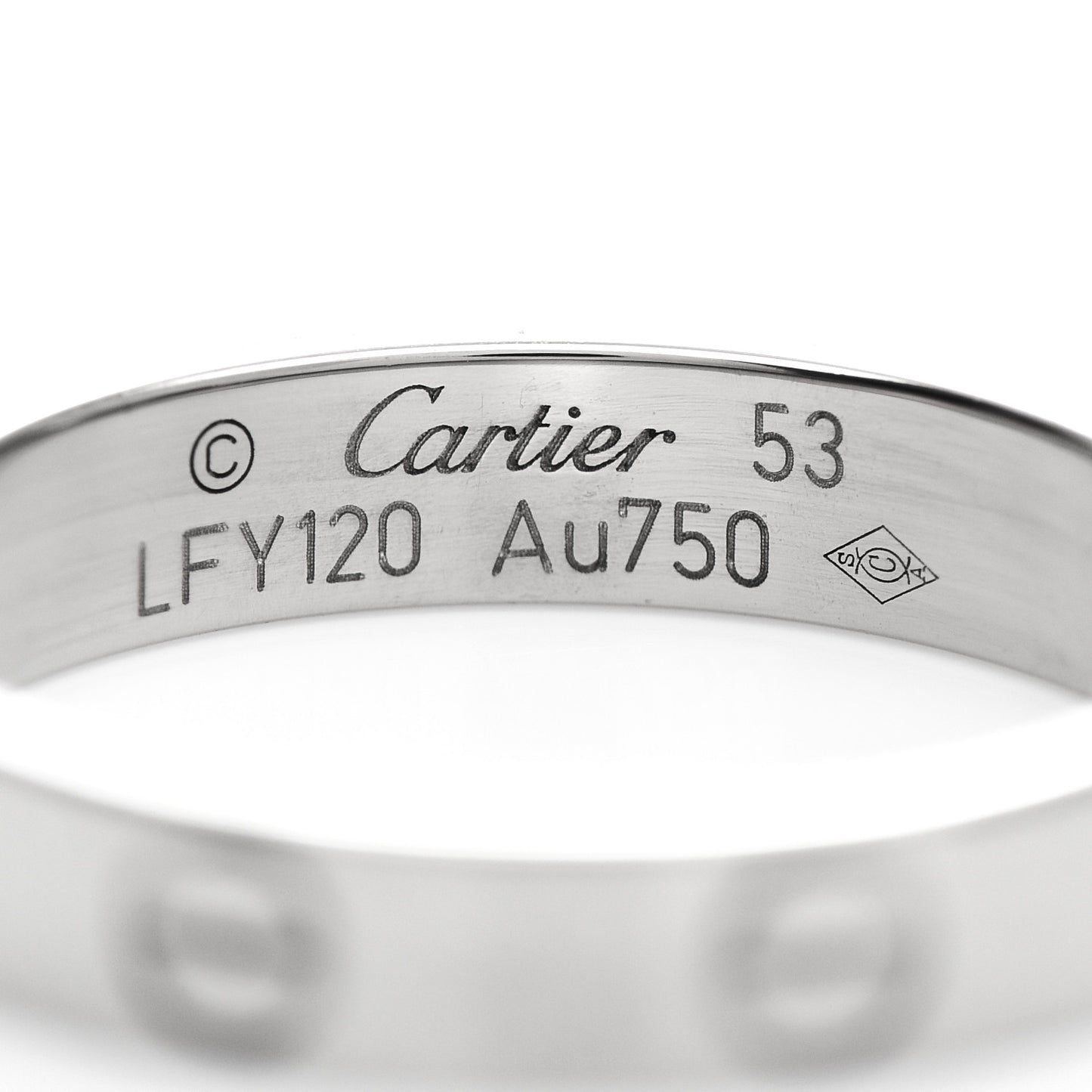 18K White Gold 3.5mm LOVE Wedding Band Ring 53 6.5