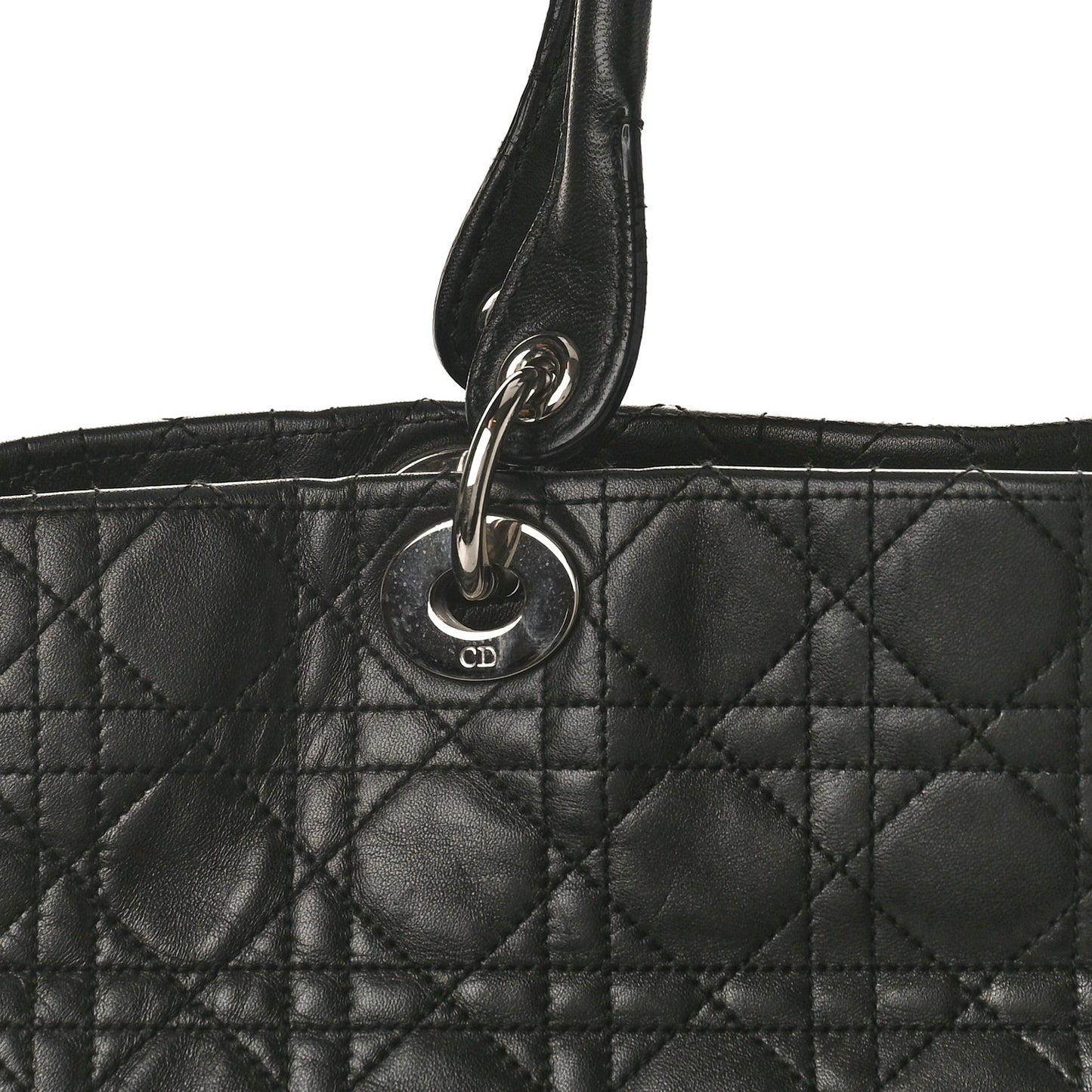 Lambskin Cannage Large Soft Lady Dior Shopping Tote Black